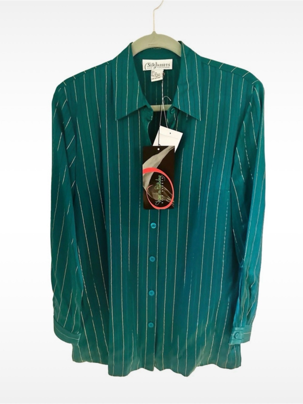 NWT vintage Diane von Furstenberg Silk Pinstriped Blouse